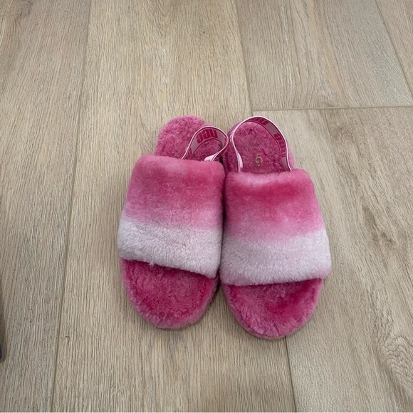 UGG Fluff Yeah Slides Slippers Pink Combo Gradient Size 5 - Picture 3 of 7